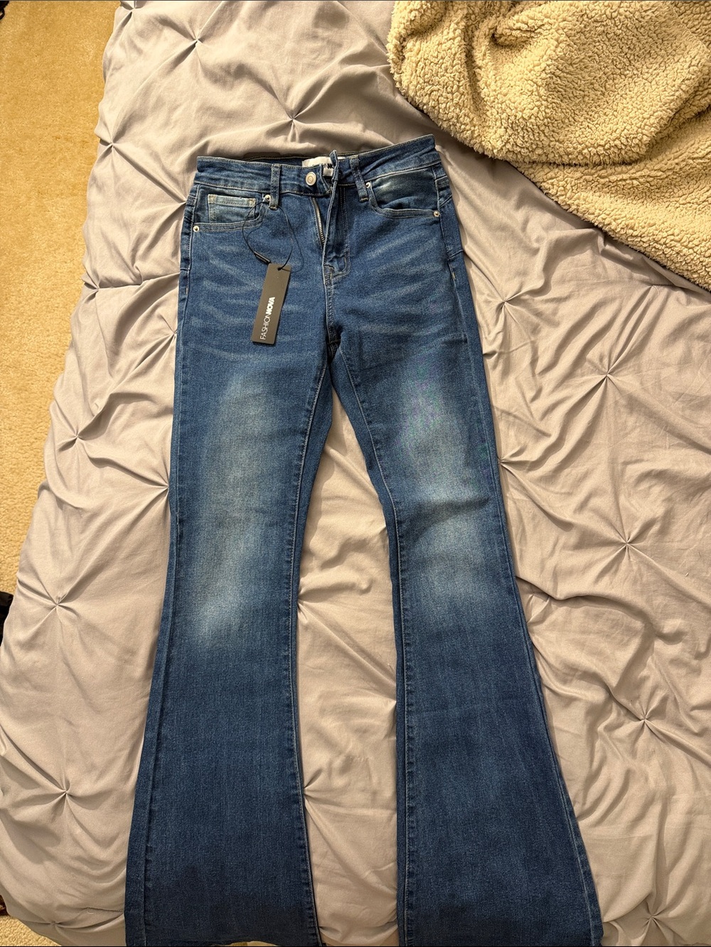 Fashion Nova Women's Flare Jeans in Blue Denim